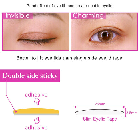 Ultra Invisible Double Eyelid Tape Stickers - 200Pcs/100Pairs Both Side Sticky Instant Eye Lid Lift Strips for Hooded
