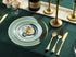 125 Piece Gold Dinnerware Party Set, Includes 50 Gold Rim Clear Plastic Plates, 25 Knives, Forks, and Spoons