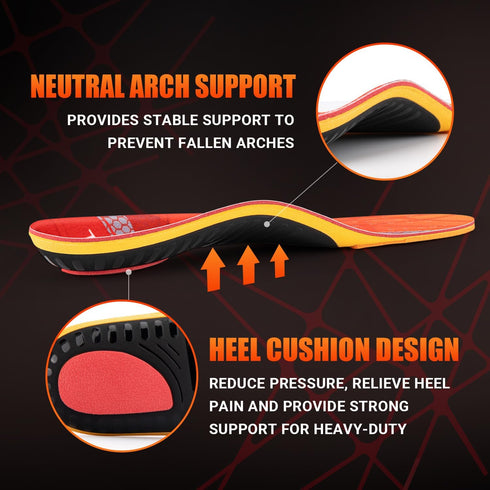 Plantar Fasciitis Insoles for Men Women, Arch Support Inserts, Pain Relief Orthotics for Flat Feet, Work Boot Shoe