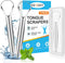 2 Pack Metal Tongue Scraper for Adults, Stainless Steel Cleaner with Travel Case, Reusable for Oral Care