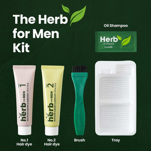 Herb For Men Mustache & Beard Dye, PPD & Ammonia Free, Vegan Natural Ingredients (Dark Brown, 1 pack)