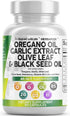 Oregano Oil 6000mg, Garlic Extract 4000mg & More - Immune Support & Digestive Health - 60 Caps