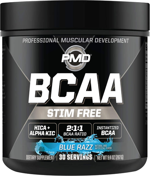 PMD Sports BCAA Stim-Free Amino Acids, Better Workout Performance, Blue Razz, 30 Servings