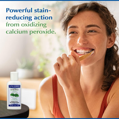 Eco-Dent ExtraBrite Baking Soda Toothpowder - Mint, Fluoride-Free Toothpaste Powder, 2 Oz Ea (Pack of 2)