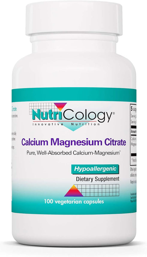 Nutricology Calcium Magnesium Citrate Supplement, Vegetarian Capsules, 100 Count, Bone Health