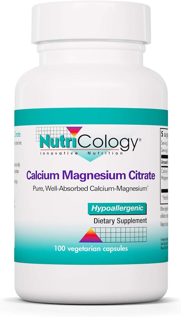 Nutricology Calcium Magnesium Citrate Supplement, Vegetarian Capsules, 100 Count, Bone Health