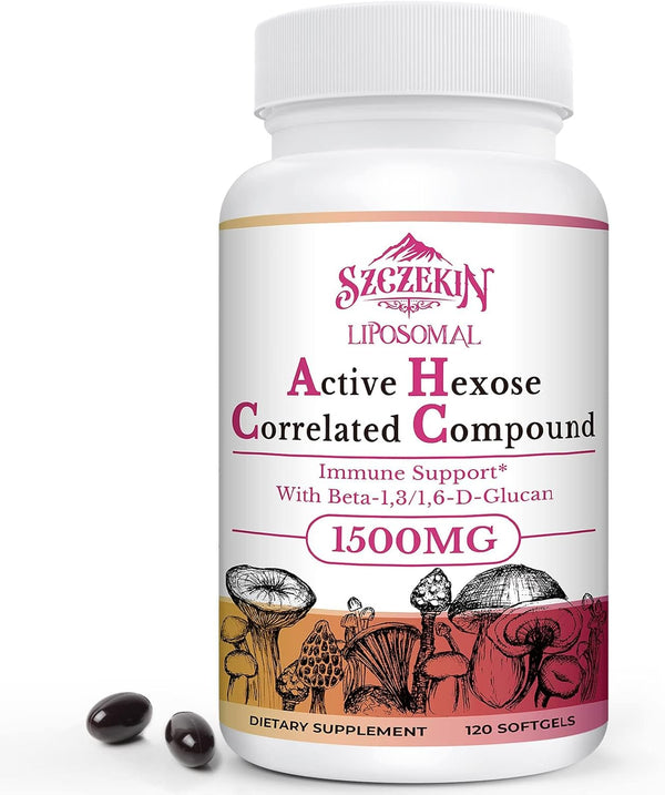 1500mg Liposomal Active Hexose Correlated Supplement - Immune System & Liver Function - 120 Soft Gels