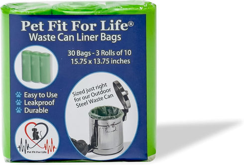 Pet Fit For Life Small Trash Bags - 30 Count 1.3 Gallon Dog Waste Basket Liner Rolls with 10 Bags Each