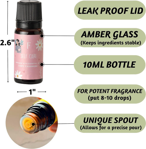 Set 6 Set Folkulture Essential Oils | Relaxing Fragrance Oils for Diffusers | Green Tea, Cashmere, Ocean Salt and More|