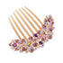 Women Rhinestone Inlaid Flower Hair Comb, Hairpin Barrette Accessory, Perfect Mother's Day Gifts (Purple)