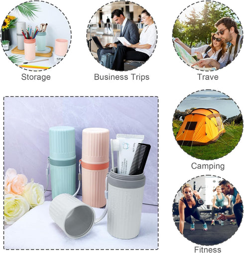 Travel Toothbrush Holder, Large Portable Toothbrush Cup Case for Business Trip, Camping, School - Gray