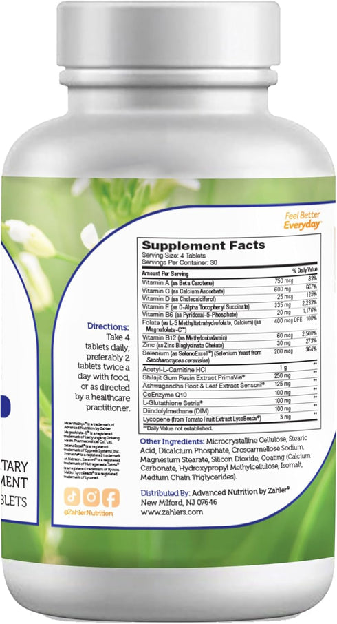 Zahler Male Vitality+ Male Formula, Fertility Supplements Supporting Energy & Reproductive Wellness, 120 Tablets,
