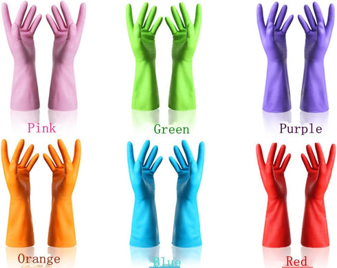 4 Pair Waterproof Reusable Nitrile Gloves for Dishwashing, Car-washing, Laundry, Household Cleaning