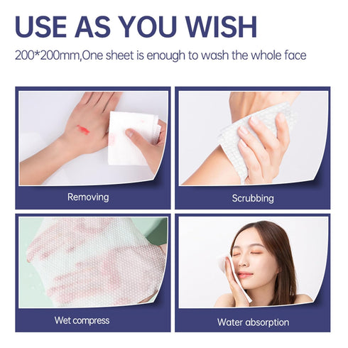 Face Clean Towels, 100 Count Ultra Thick Disposable Facial Wash Cloth for Sensitive Skin, Lint-free Tissue