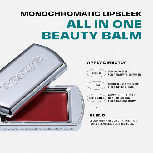 Lipsleek Lip Balm, Monochromatic Cream Blush 2-in-1 Face Makeup, Hydrating & Vegan Glow for Cheeks