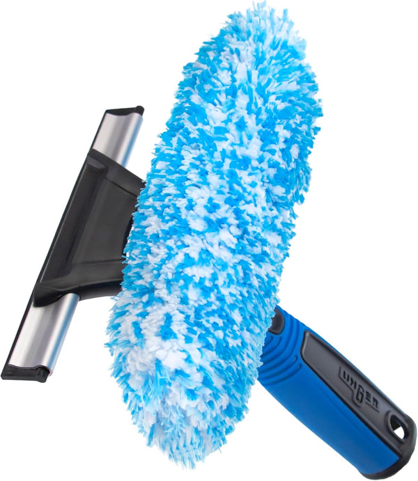 Unger Professional 2-in-1 Squeegee & Scrubber, 6” Window Cleaning Tool for Commercial & Residential Use