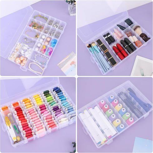 Nail Organizer Storage Box, 36 Grids Rhinestone Container, Clear Acrylic Press Fake Nail Tip Craft Art Accessories