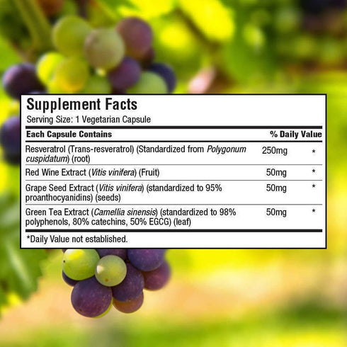 trunature Resveratrol Plus Standardized Trans-Resveratrol 250mg, 140 Vegetarian Capsules