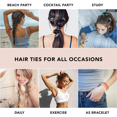 Kitsch Spiral Hair Ties for Women - No Crease Hair Tie, 8pcs Brunette, for Thick and Thin Hair