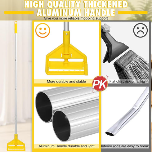 Commercial Mop Industrial Cotton Mop with Extra Replacement Head, Heavy Duty String Wet Mops for Floor Cleaning