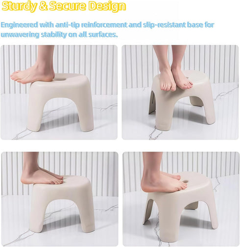 Rabihike 12.2x9.25x7.68 Inch, Plastic Step Stool, Heavy-Duty ABS Bathroom Shower Stool, Non-Slip Bath Seat with Rubber