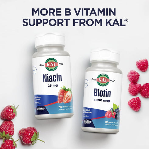 KAL Vitamin B-6 B-12 Folic Acid DropIns, Liquid Vitamin B Supplement Drops, 2oz, 59 Servings, Natural Mixed Berry