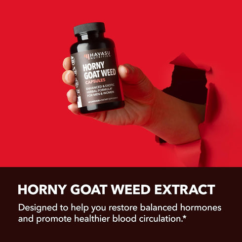 Horny Goat Weed for Men and Women - Extra Strength Performance Support with Maca Root & Tongkat Ali, 1 Month Supply