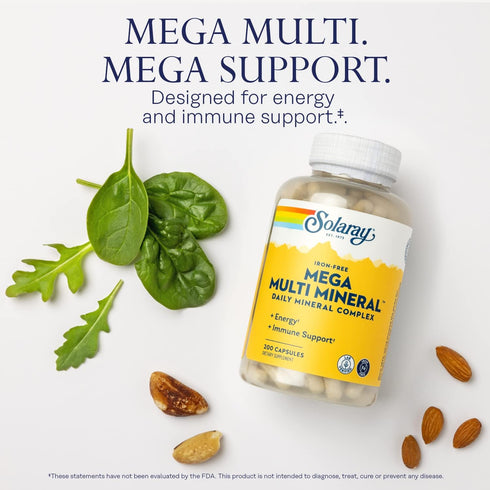 Mega Multi Mineral No Iron Vitamin Capsules by Solaray - 200 Capsules