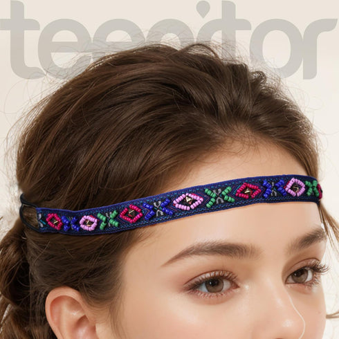 Teenitor 6 Pieces Elastic Rhinestone Beaded Headbands, Handmade Vintage Hair Bands for Girls
