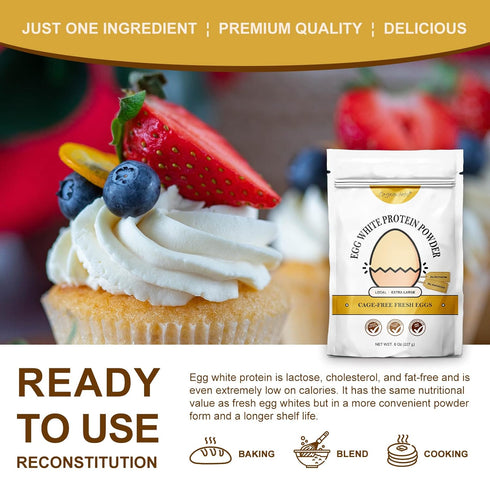 Orgnisulmte Egg White Protein Powder, 8 Oz, Pasteurized Dried Egg Whites, Gluten-Free, Non-GMO, Unflavored