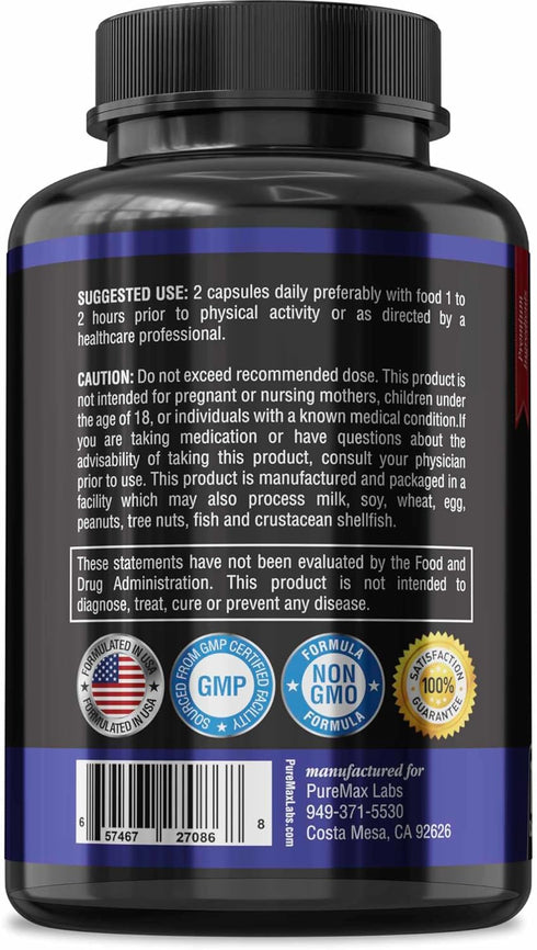 YUMMYVITE -120 120 Horny Goat Weed Extra Strength Capsules w. Maca, L-Arginine, Ginseng - Boost Desire, Performance