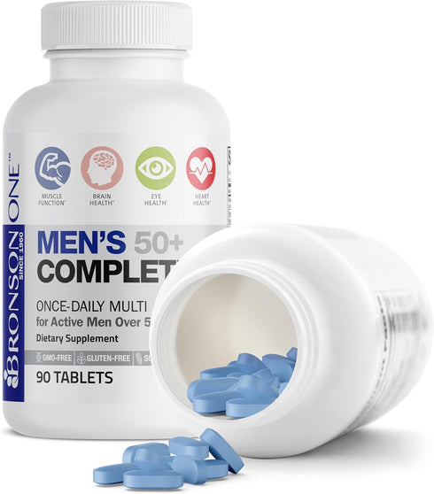 Bronson ONE Daily Mens 50+ Complete Multivitamin, 90 Tablets - Multimineral Supplement