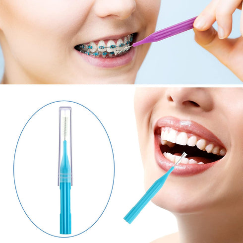 50 Pieces Braces Brush - Interdental Brush Toothpick Dental Flossing Head for Oral Hygiene Cleaning Tool