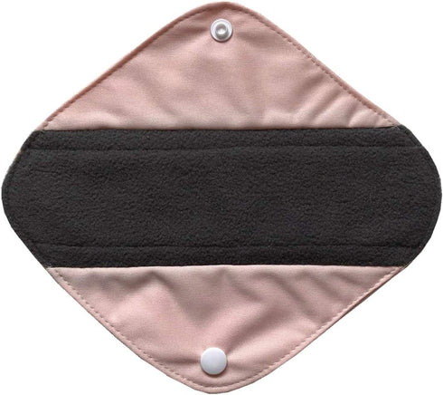 MUMBABY 5 (8 inch)) Pieces Charcoal Bamboo Mama Cloth/Menstrual Pads/Reusable Sanitary Pads (Light Pink, Pantyliner