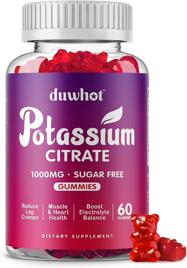 Potassium Citrate 1000mg Gummies - Potassium Supplement for Adults, Support Leg Cramps & Muscle Health, 60 Chewables