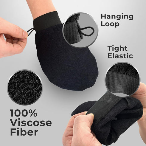 GUARD&MARINE Exfoliating Korean Bath Gloves - Set of 2 pcs, Tirkish Kessa Mitts for Body Scrub and Deep Cleansing