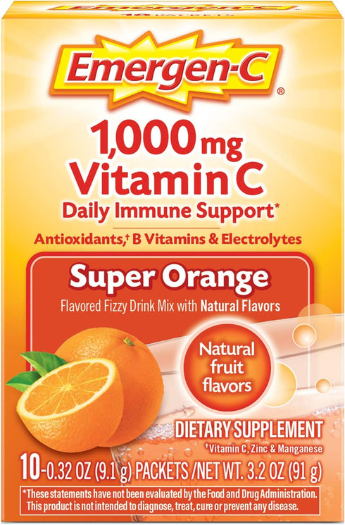 Emergen-C 1000mg Vitamin C Powder for Daily Immune Support, Caffeine Free with Zinc, Manganese, B Vitamins