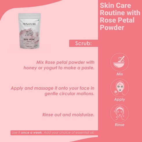 mi nature Rose Petal Powder | 227 g (8 oz) | 100% Natural & Pure | Skin Care | Chemical Free, No Preservatives