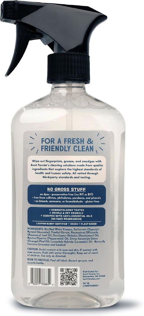 Pack 3 Aunt Fannie's Stainless Steel Spray Cleaner, Powered by Vinegar, Fingerprint and Residue Remover