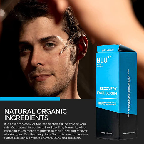 Recovery Face Serum for Men, Anti-Aging Moisturizing Treatment for All Skin Types, 50ml