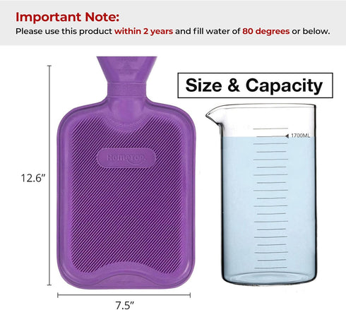 HomeTop Classic Rubber Hot/Cold Water Bottle with Bear Cover