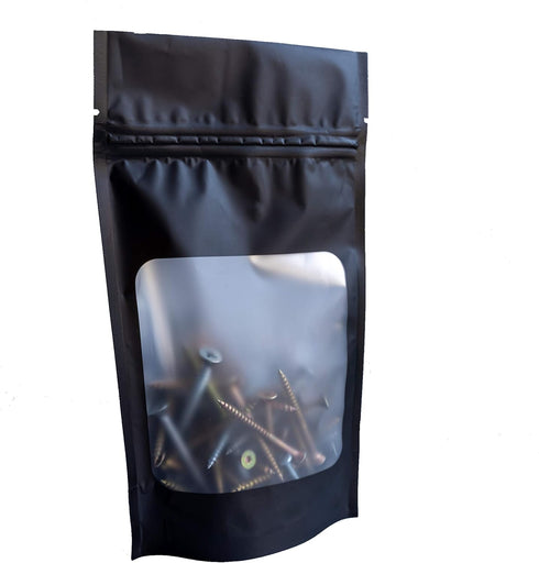 HANSER 100 Pieces Smell Proof Mylar Resealable Foil Pouch Bags, 4.8x8.2 Inches, Matte Black