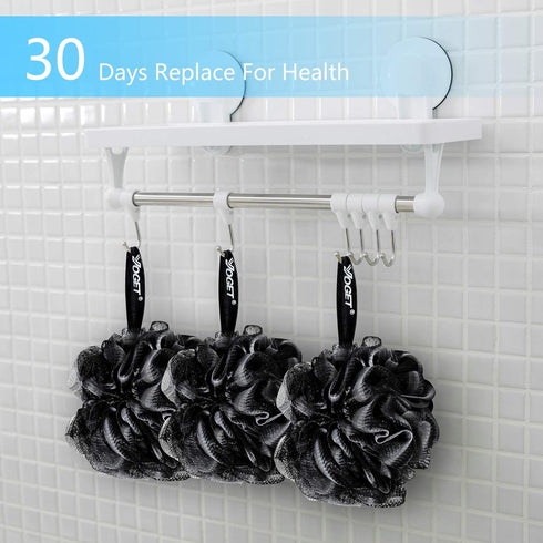 Yoget Bath Loofah Sponge, 4 Pack Black 60G Shower Mesh Ball Soft Pouf Body Scrubber for Exfoliating Skin