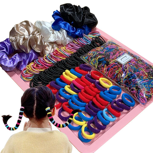 YANRONG Ponytail Holders and Scrunchies Mix for Girls and Women, Traceless Elastic Ropes, Rubber Bands (2155PCS)