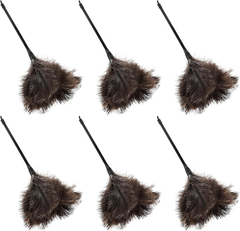 Natural Ostrich Feather Duster, 14.9 Inch Fluffy Mini Dusters, 6 PCS for Cleaning