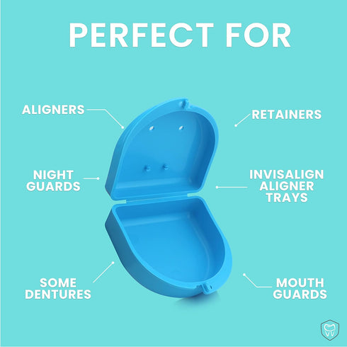 FRESH KNIGHT Retainer Case, 2 Pack with Vent Holes for Denture, Mouth Guard, Aligner, Sky Blue