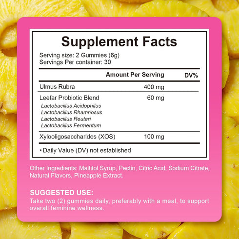 Rulviou Gummies Immune 60 Count Women's Probiotic for Vaginal Health - pH Balance & Support Supplement, Pineapple
