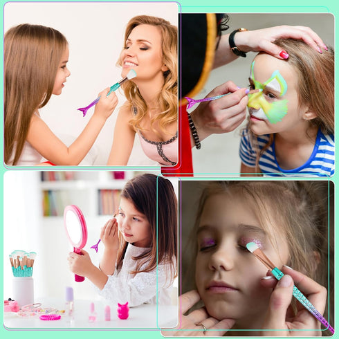 NICEMOVIC Kids Makeup for Girls, 20PCS Princess Makeup Brushes Set Foundation Eyebrow Eyeliner Blush Cosmetic Concealer Brushes Women Teen Girl Stuff Christmas Gift Ideas Kids Cute Make Up Tool Set