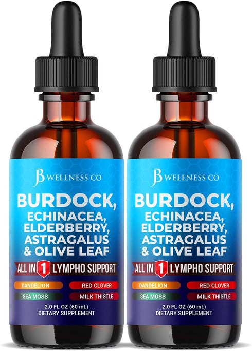JB Wellness Co Lymphatic Drainage Supplement - Burdock Lymphatic Support Drops - Burdock Root, Mullein,