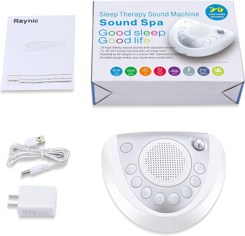 Raynic White Noise Machine - Battery Powered Sound Machine with 24 Soothing Sounds for Baby, Kids, and Adults